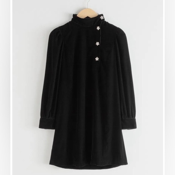 NWT & Other Stories Velvet Crystal Button Mini Dress 10 Holiday Cocktail NYE - Picture 9 of 16